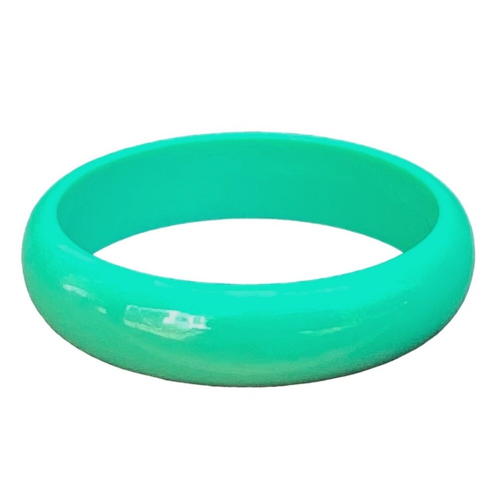 Vintage Light Teal Green Lucite Bangle Bracelet Minimalist Color Pop Retro - Picture 4 of 5